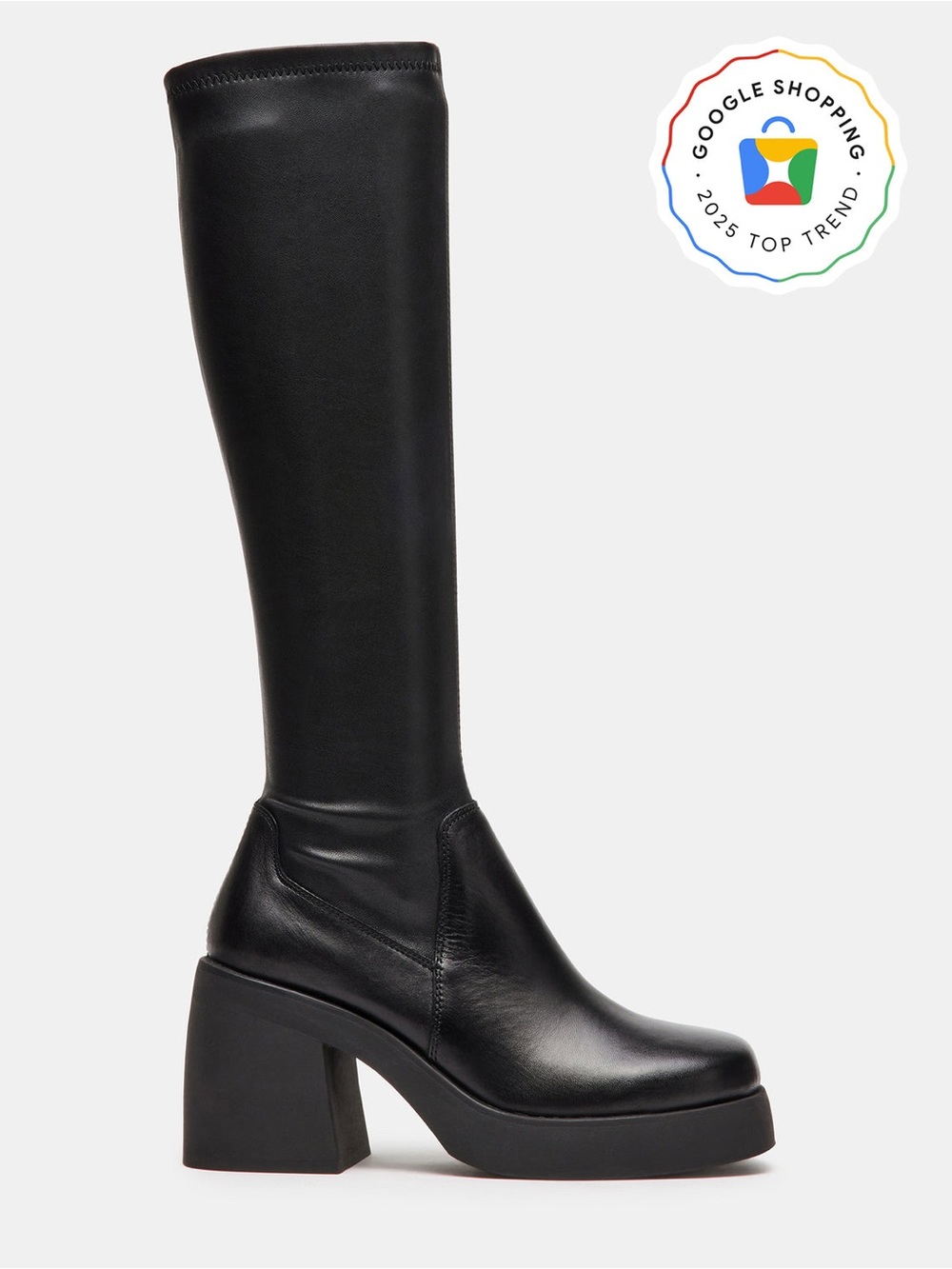 Women's Over-the-Knee Black Platform Block Heel Boots